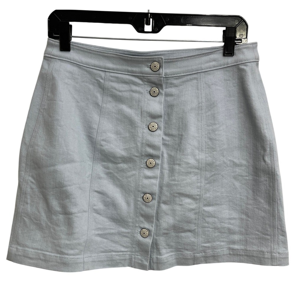 Cinq a Sept Tous Les Jours Light Blue Denim Button Front Mini Regina Skirt 8‎